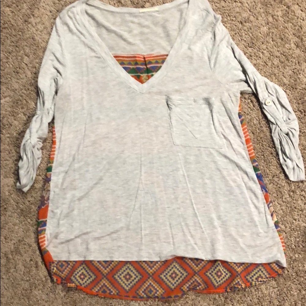 3/4 sleeve t with back pattern